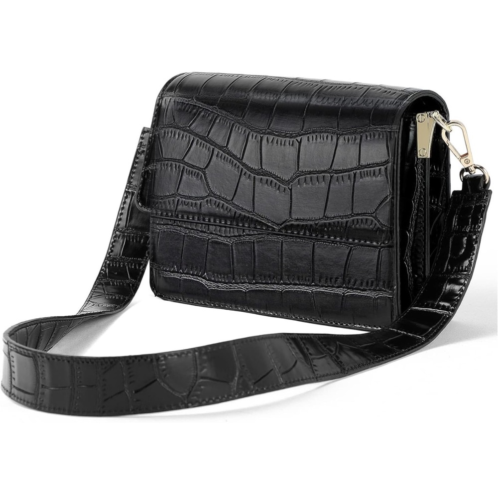 Black Vegan Leather Crossbody Bag